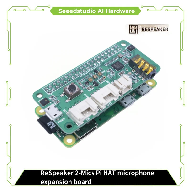 Seeed studio reSpeaker 2-Mics Pi HAT V2.0 for Raspberry Pi - TLV320AIC3104 Audio Codec, 2 Analog Microphones, 3 APA102 RGB LEDs